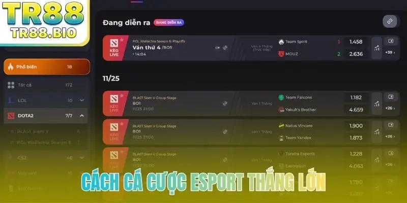 Cách cá cược esport thắng lớn