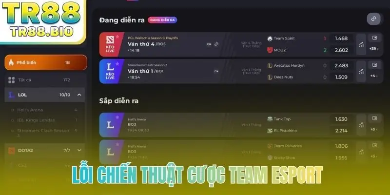 Yếu tố ảnh hưởng đến chiến thuật cược team cửa dưới esport